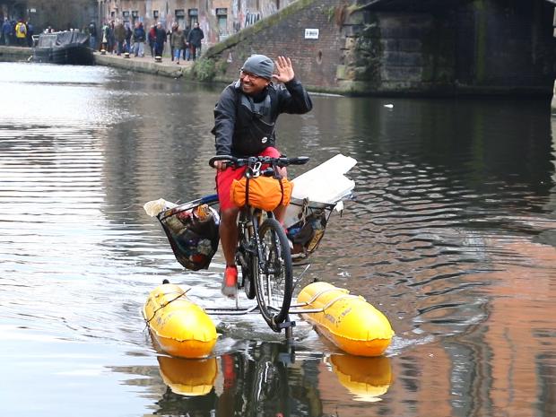 Fishing for Plastic with a Floating Bicycle